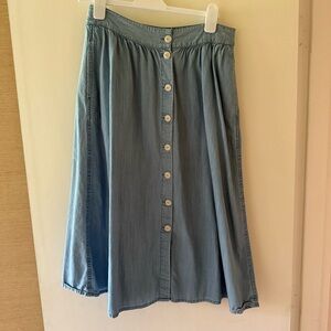 Madewell Light Blue Button-Down Midi Skirt